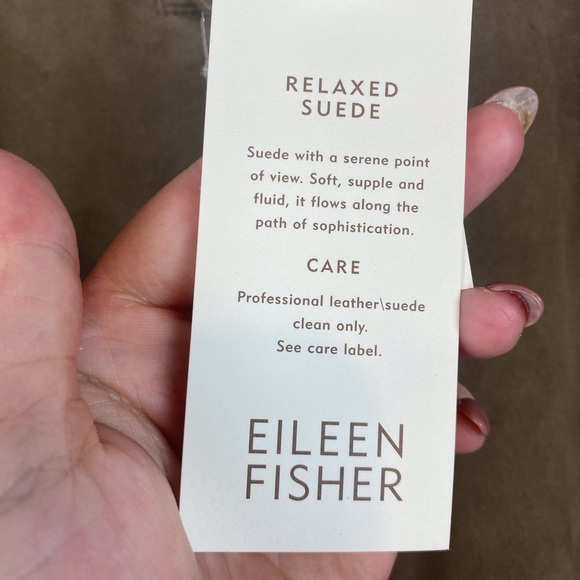 Eileen Fisher Suede Round Neck Long Jacket in Walnut Size XL New! - Picture 7 of 10